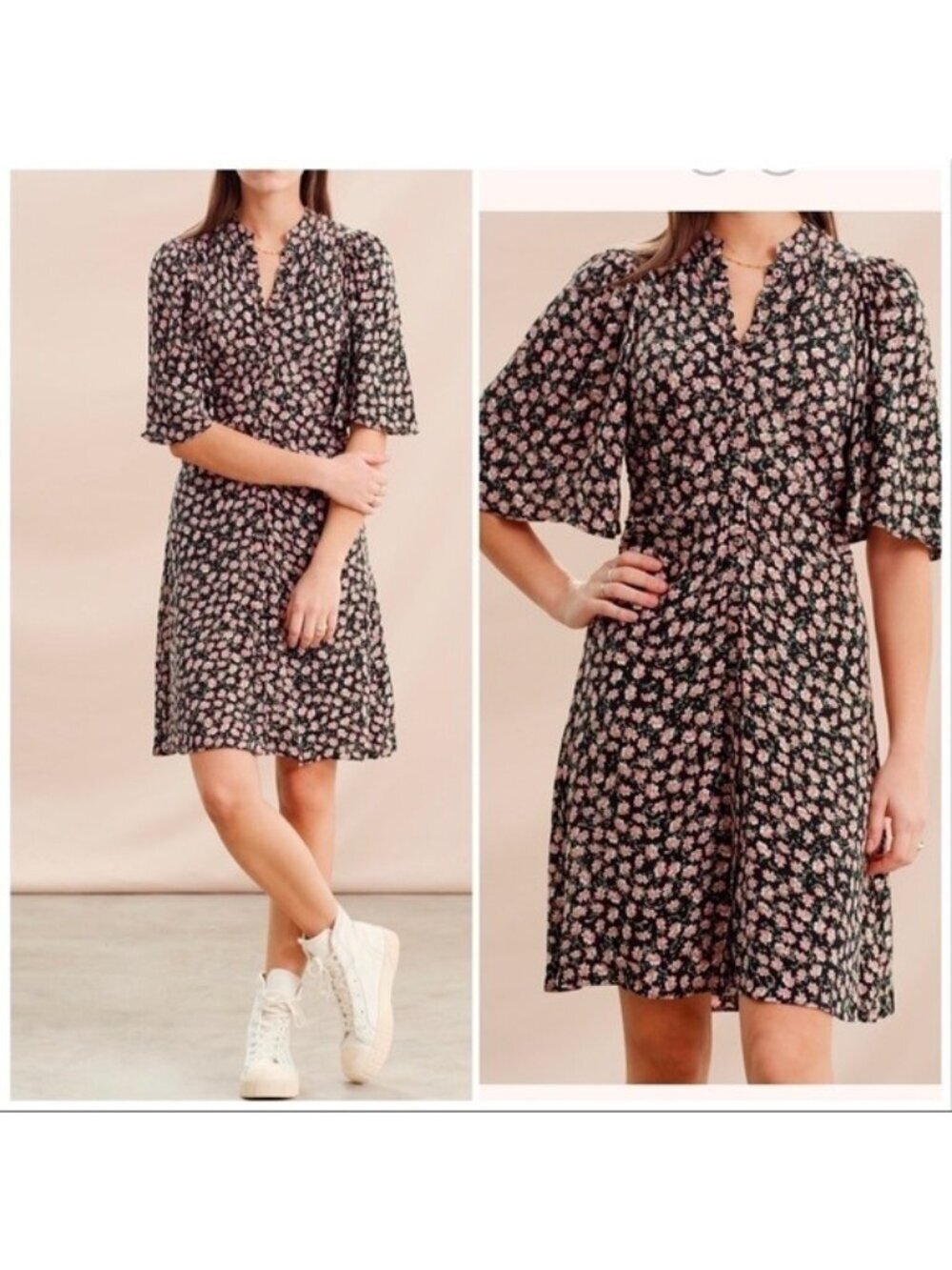ByTimo Floral mini shirt dress